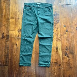 LOFT size 12 Skinny Jeans with fringe green